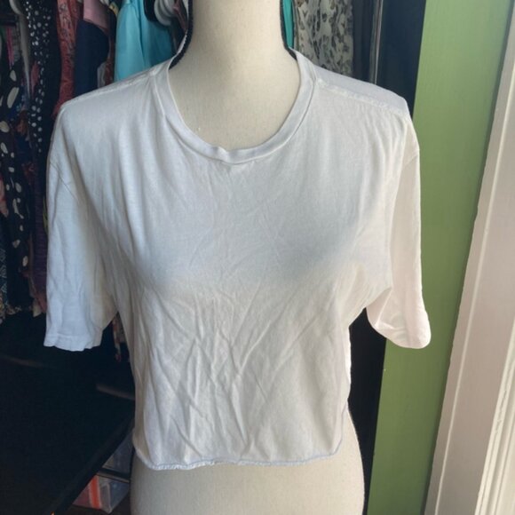 Burton Tops - Women's Burton White Crop Top Cutt-off style T-Shirt Size L